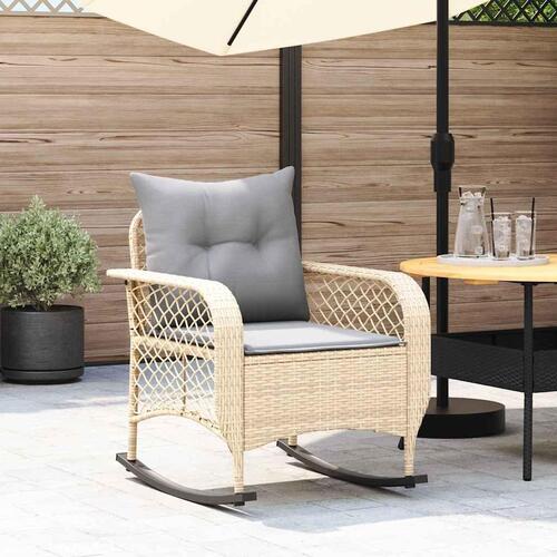 Udendørs gyngestol med hynder polyrattan beige