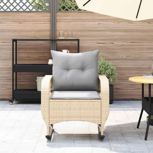 Udendørs gyngestol med hynder polyrattan beige