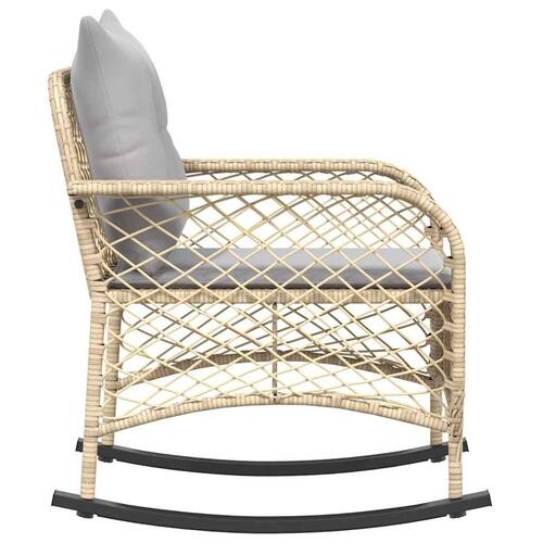 Udendørs gyngestol med hynder polyrattan beige