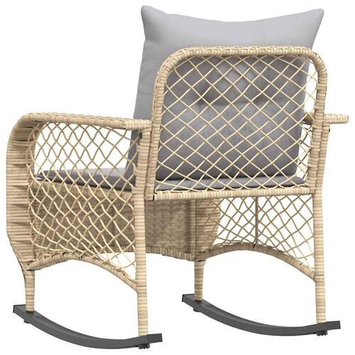 Udendørs gyngestol med hynder polyrattan beige