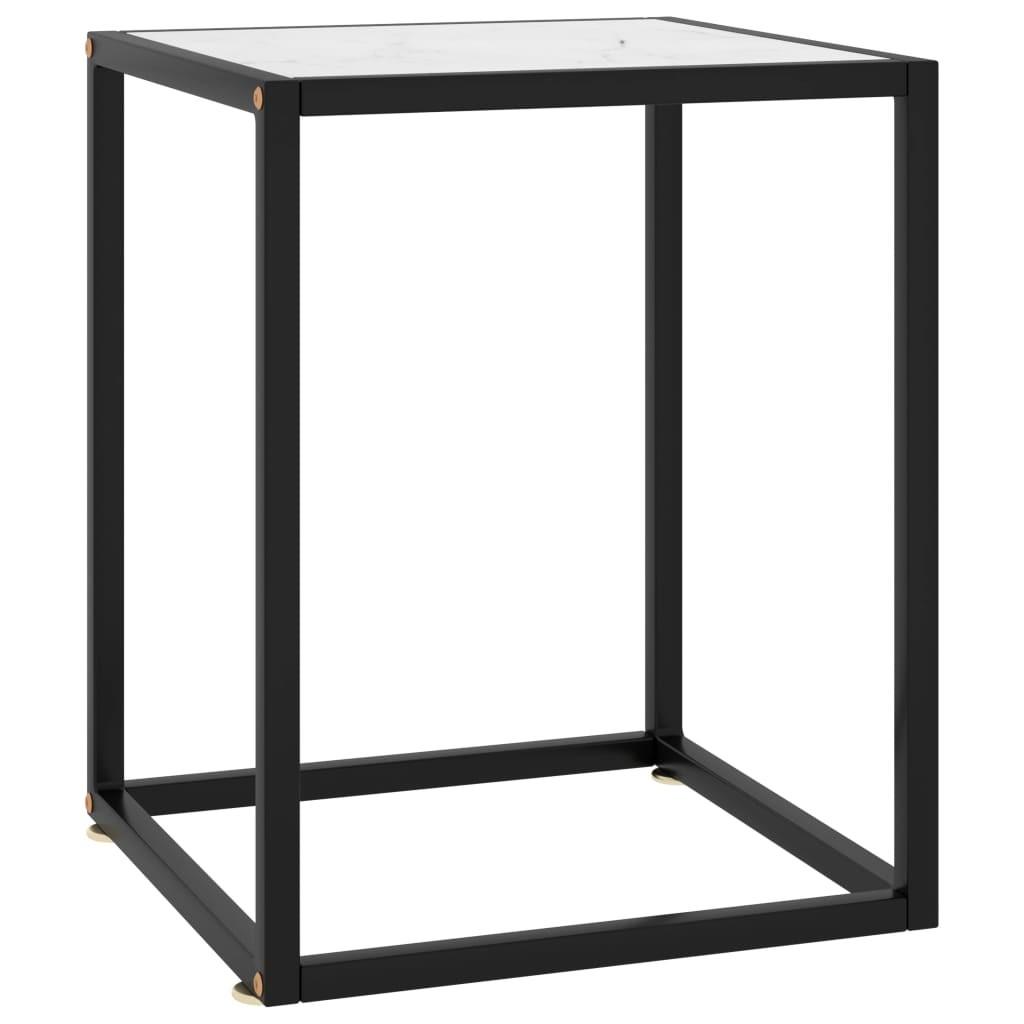 Sofabord 40x40x50 cm marmorglas hvid