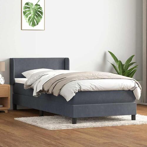 Kontinentalseng med madras mørkegrå 80x220 cm fløjl