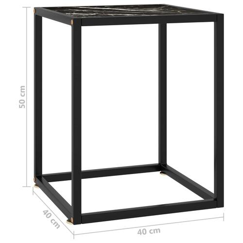 Sofabord 40x40x50 cm marmorglas sort