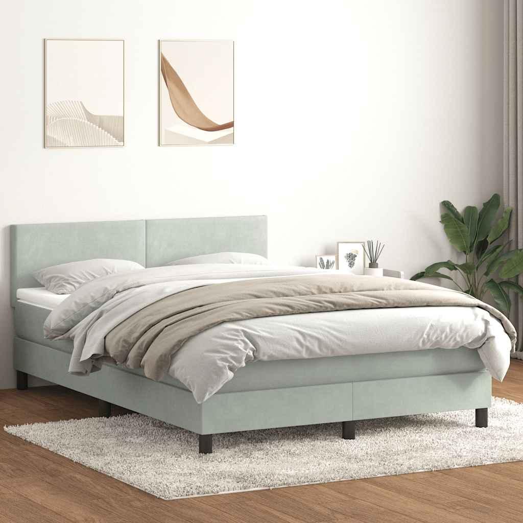 Kontinentalseng med madras 140x210 cm fløjl lysegrå