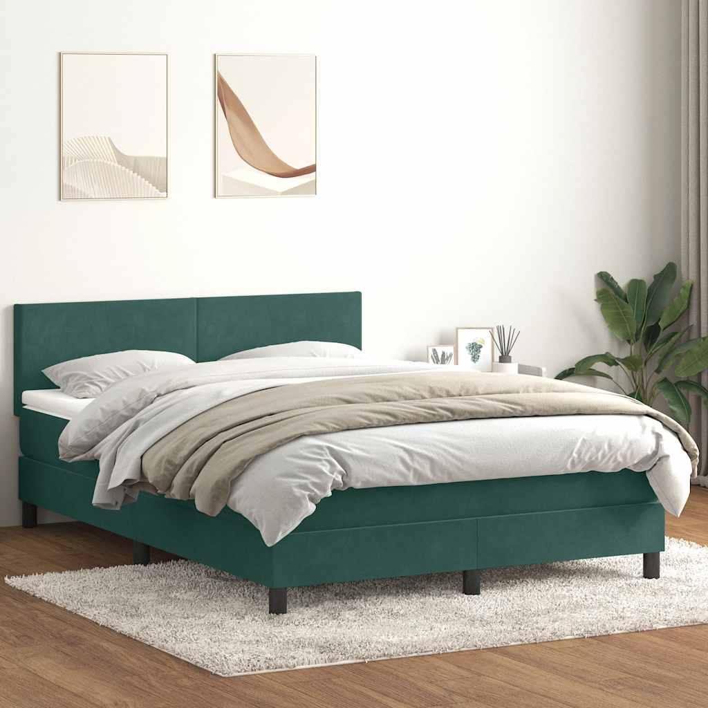 Kontinentalseng med madras 140x210 cm fløjl mørkegrøn
