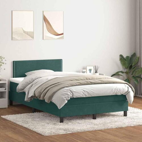 Kontinentalseng med madras 120x210 cm fløjl mørkegrøn