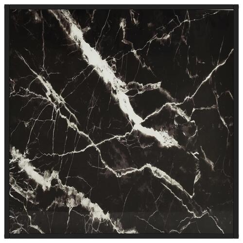 Sofabord 90x90x50 cm marmorglas sort