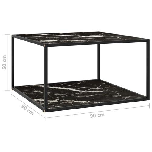 Sofabord 90x90x50 cm marmorglas sort