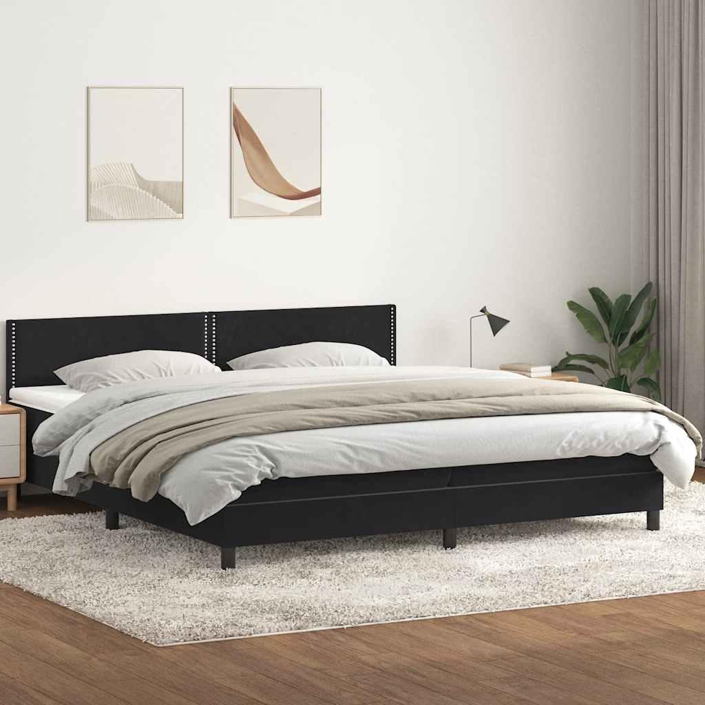 Kontinentalseng med madras 180x210 cm fløjl sort