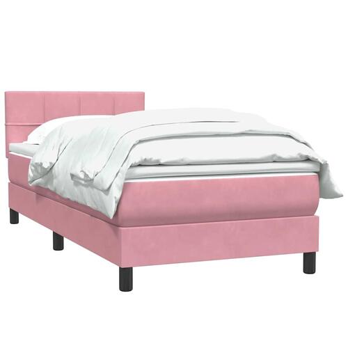 Kontinentalseng med madras lyserød 80x210 cm fløjl