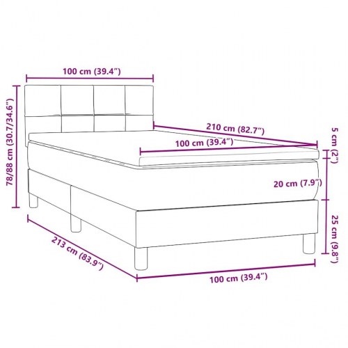 Kontinentalseng med madras 100x210 cm fløjl lyserød