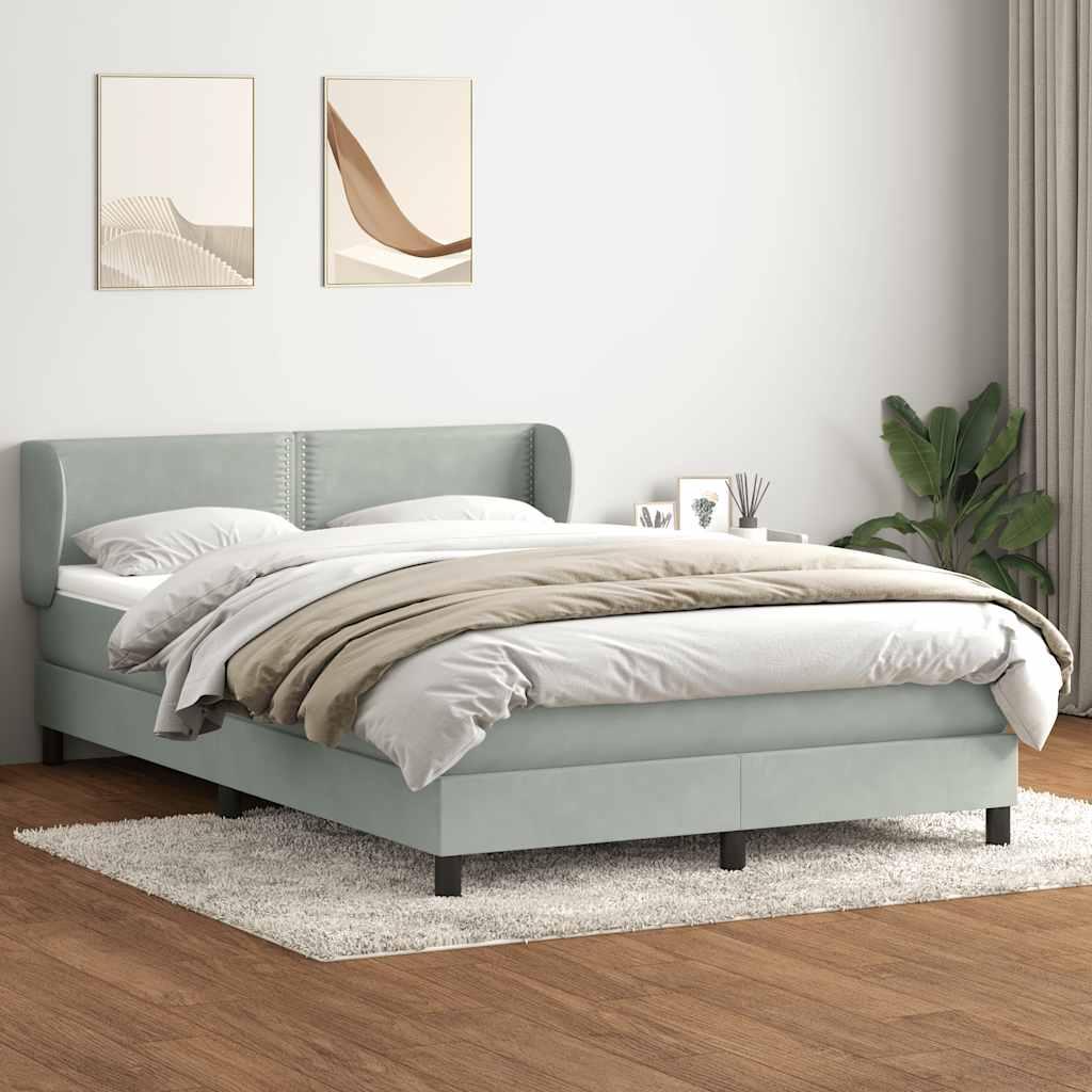 Kontinentalseng med madras 140x210 cm fløjl lysegrå