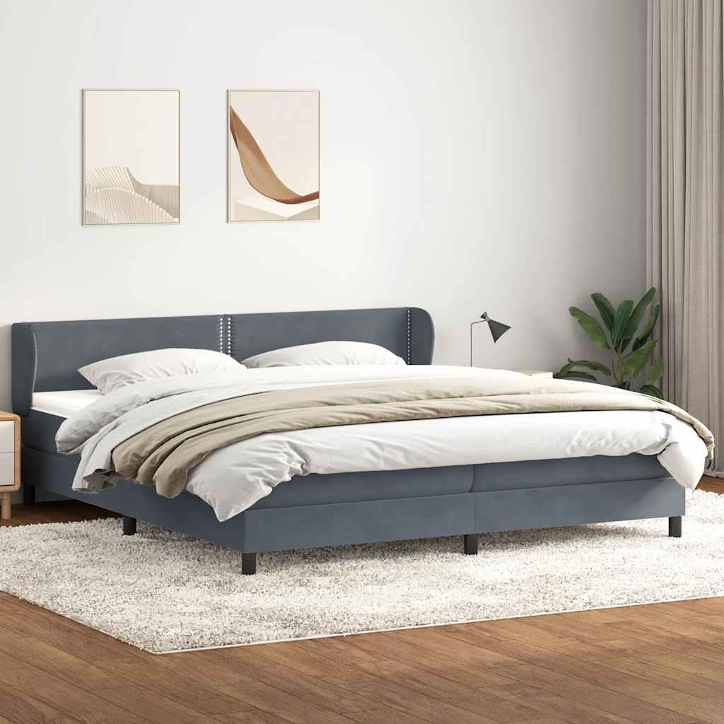 Kontinentalseng med madrasser 200x210 cm fløjl mørkegrå