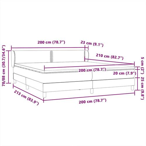 Kontinentalseng med madrasser 200x210 cm fløjl mørkegrå