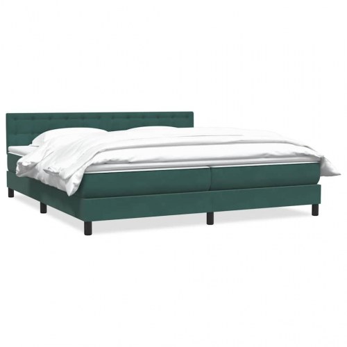Kontinentalseng med madras 200x210 cm fløjl mørkegrøn