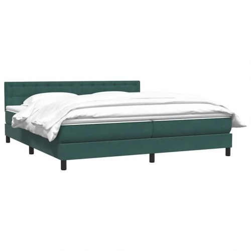 Kontinentalseng med madras 200x210 cm fløjl mørkegrøn