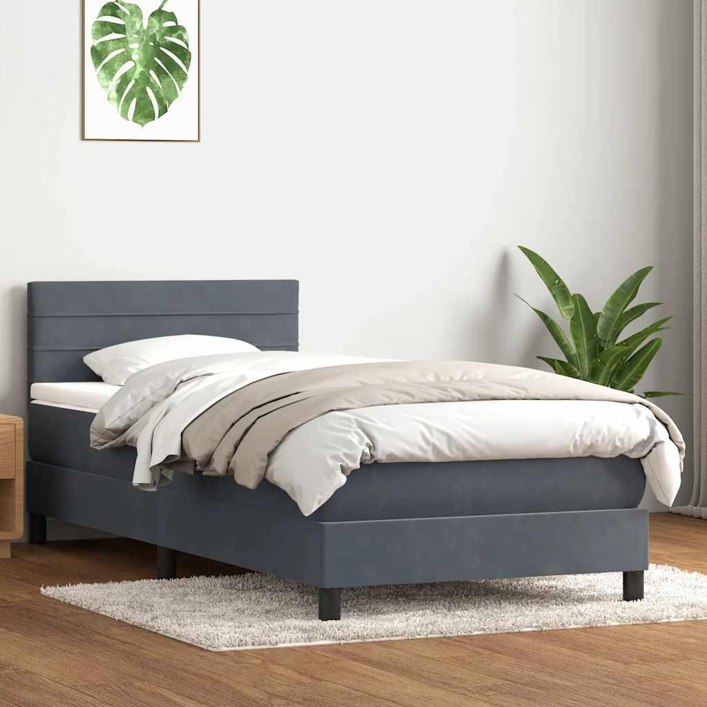 Kontinentalseng med madras mørkegrå 80x220 cm fløjl billede