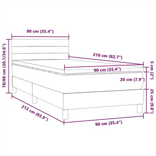 Kontinentalseng med madras 90x210 cm fløjl sort