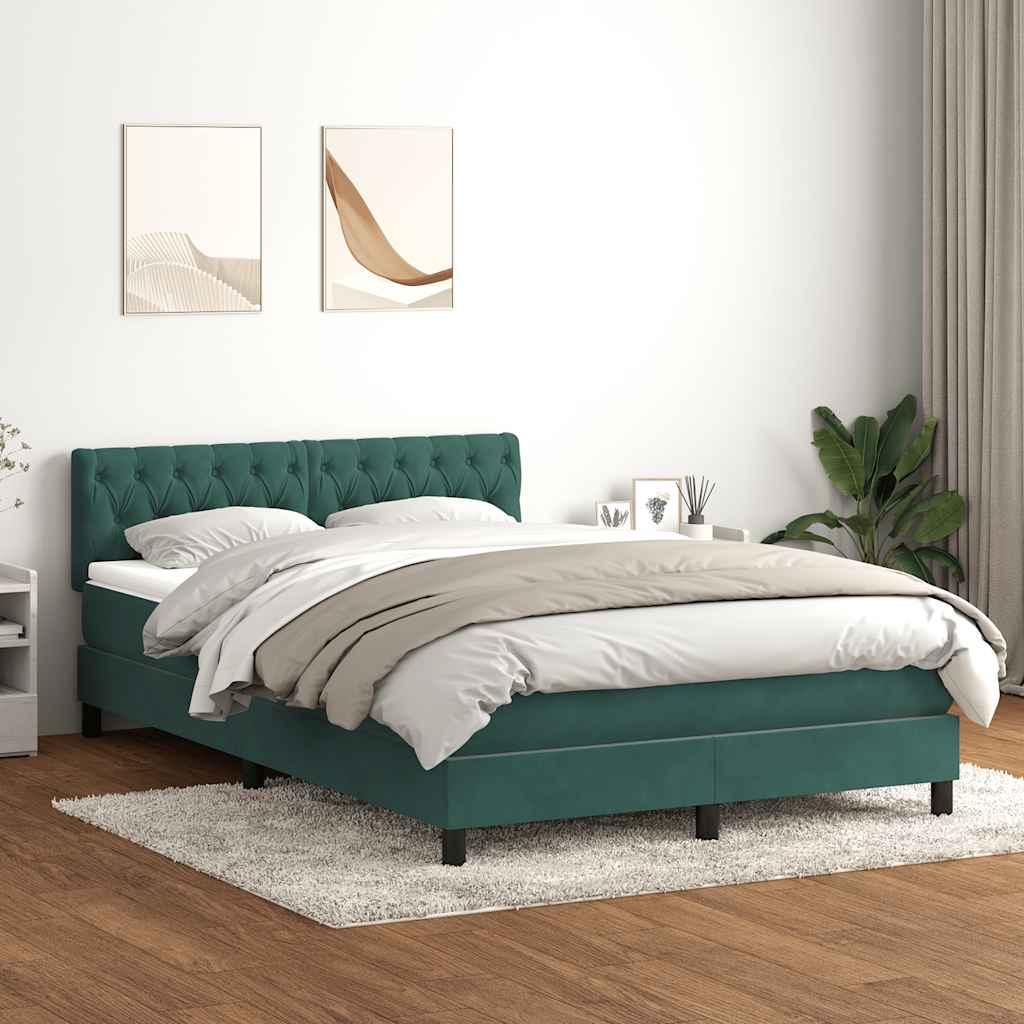 Kontinentalseng med madras 160x210 cm fløjl mørkegrøn