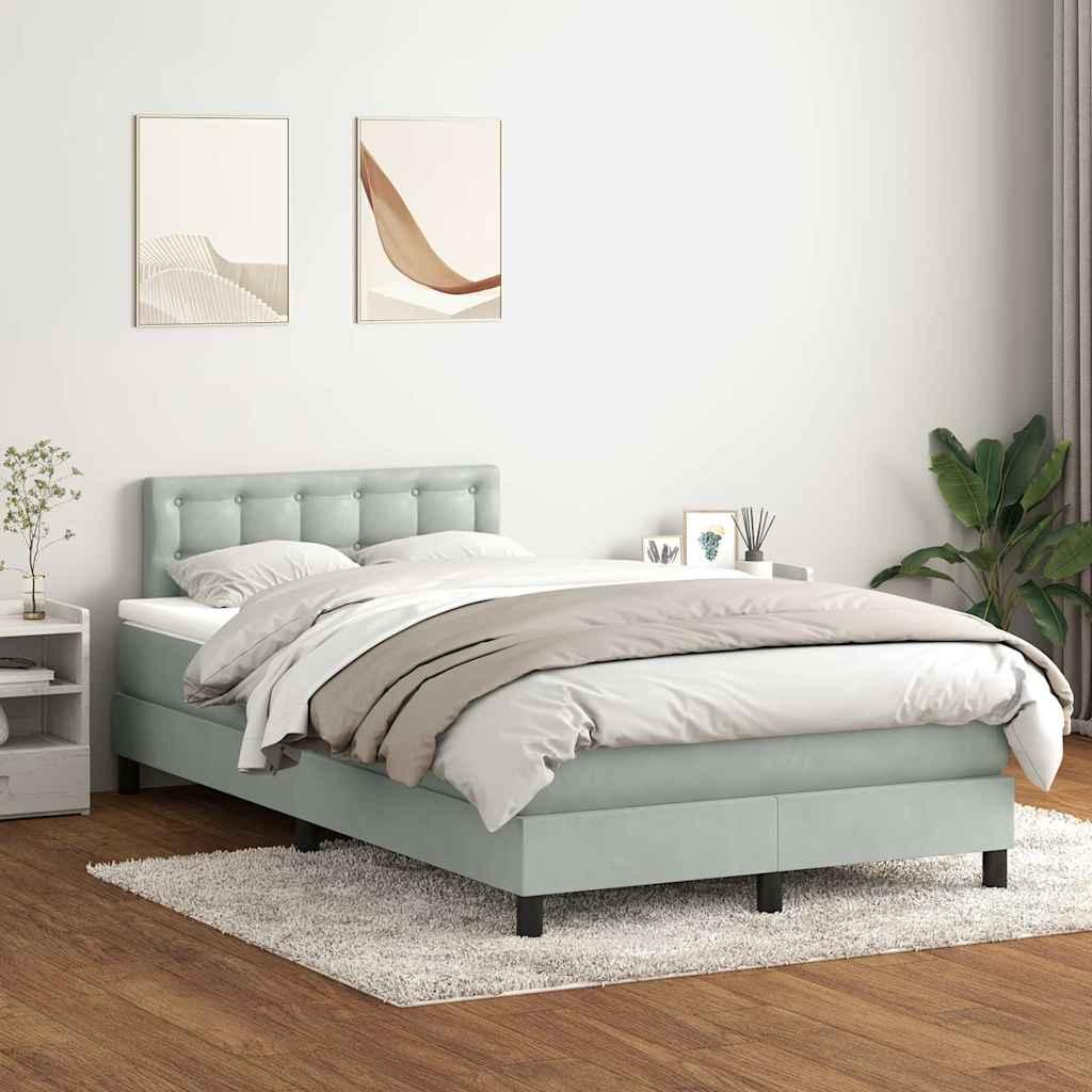 Kontinentalseng med madras 120x220 cm fløjl lysegrå