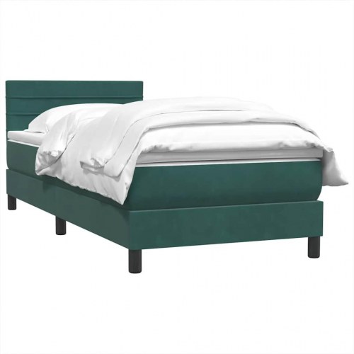 Kontinentalseng med madras 100x210 cm fløjl mørkegrøn