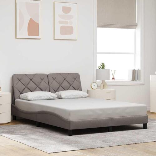 Sengeramme med LED uden madras 140x200 cm stof gråbrun
