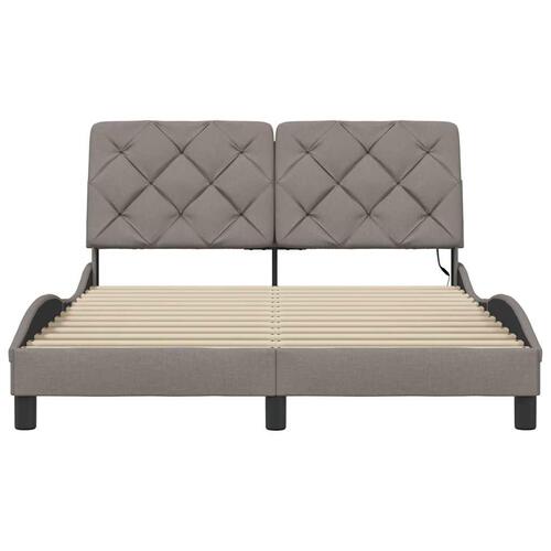 Sengeramme med LED uden madras 140x200 cm stof gråbrun