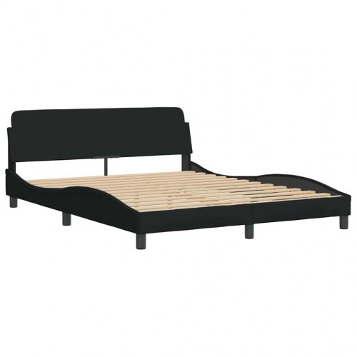 Sengeramme med LED 160 x 200 cm i sort stof uden madras