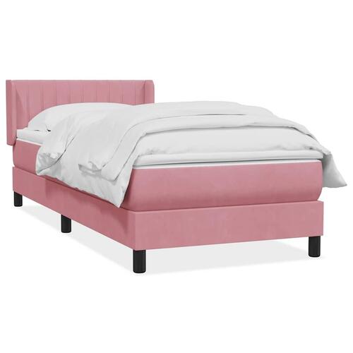 Kontinentalseng med madras lyserød 80x210 cm fløjl