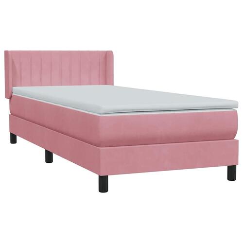 Kontinentalseng med madras lyserød 80x210 cm fløjl