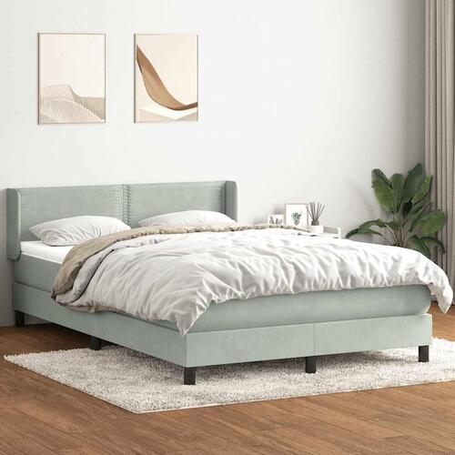 Kontinentalseng med madras 140x210 cm fløjl lysegrå