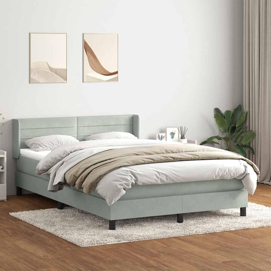 Kontinentalseng med madras 140x210 cm fløjl lysegrå