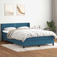 Kontinentalseng med madras 140x210 cm fløjl mørkeblå