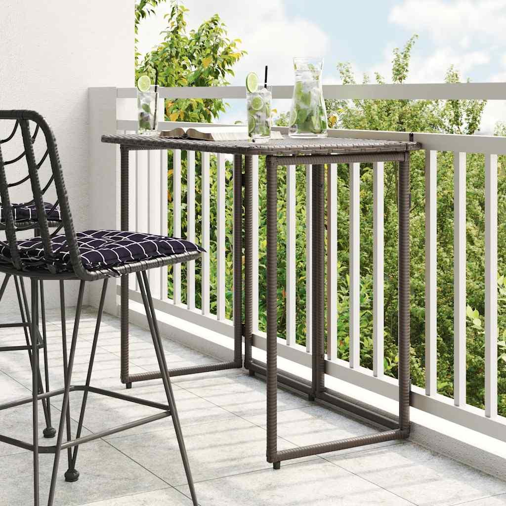 Foldbart havebord 90x51x75 cm polyrattan brun billede