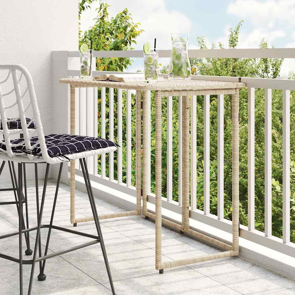 Foldbart havebord 90x51x75 cm polyrattan beige billede