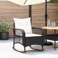 Udendørs gyngestol med hynder polyrattan sort