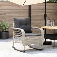 Udendørs gyngestol med hynder polyrattan lysegrå