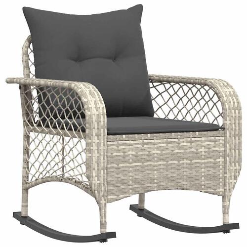 Udendørs gyngestol med hynder polyrattan lysegrå