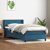 Kontinentalseng med madras mørkeblå 80x220 cm fløjl