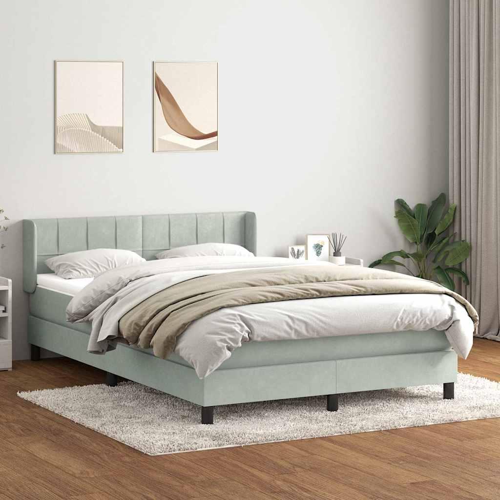 Kontinentalseng med madras 140x220 cm fløjl lysegrå
