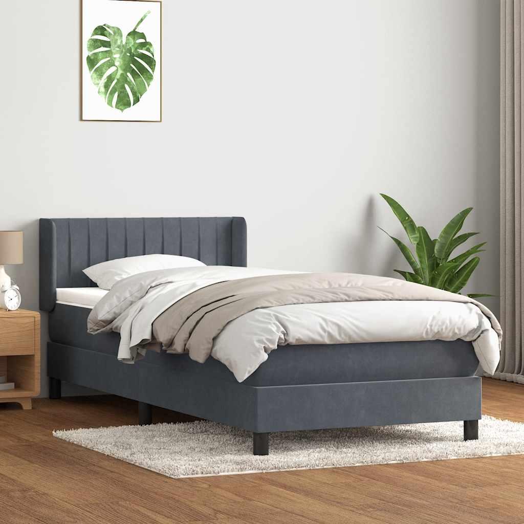 Kontinentalseng med madras mørkegrå 80x220 cm fløjl