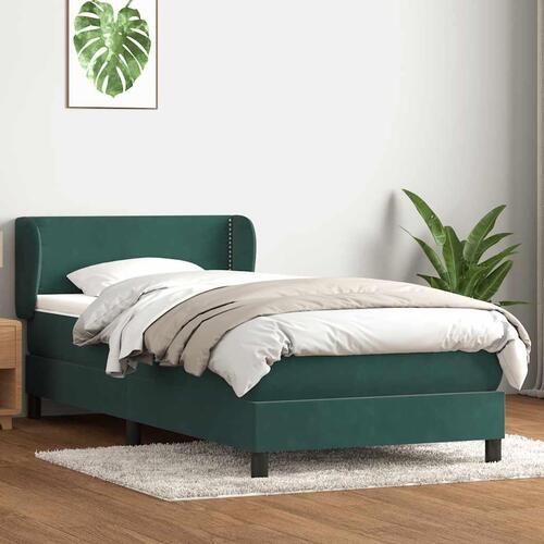 Kontinentalseng med madras 100x210 cm fløjl mørkegrøn