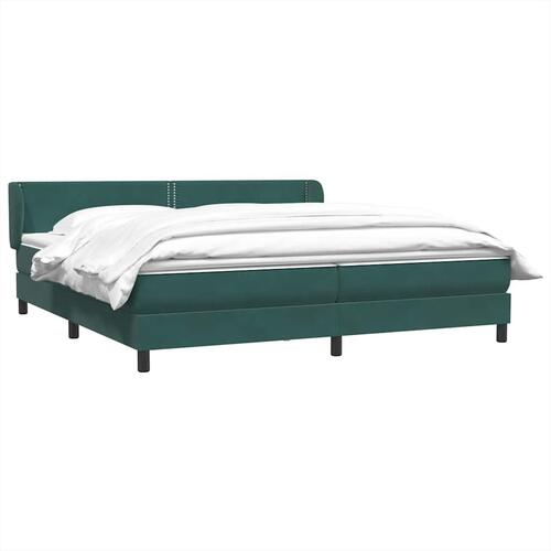 Kontinentalseng med madrasser 200x210 cm fløjl mørkegrøn