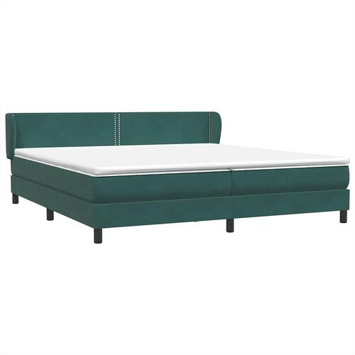 Kontinentalseng med madrasser 200x210 cm fløjl mørkegrøn