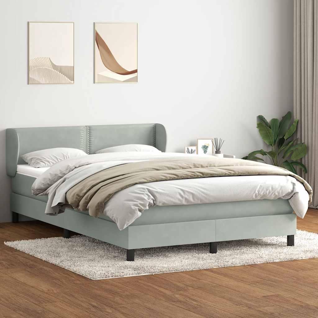 Kontinentalseng med madras 140x220 cm fløjl lysegrå