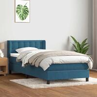Kontinentalseng med madras mørkeblå 80x220 cm fløjl