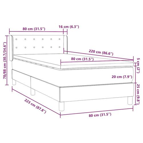 Kontinentalseng med madras mørkeblå 80x220 cm fløjl