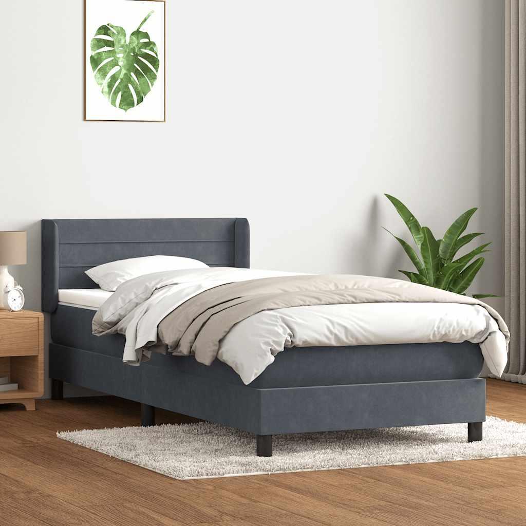 Kontinentalseng med madras mørkegrå 80x220 cm fløjl
