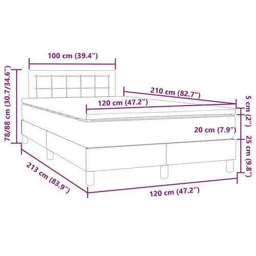 Kontinentalseng med madras 120x210 cm fløjl sort