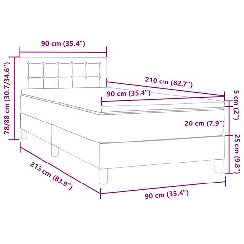 Kontinentalseng med madras 90x210 cm fløjl sort